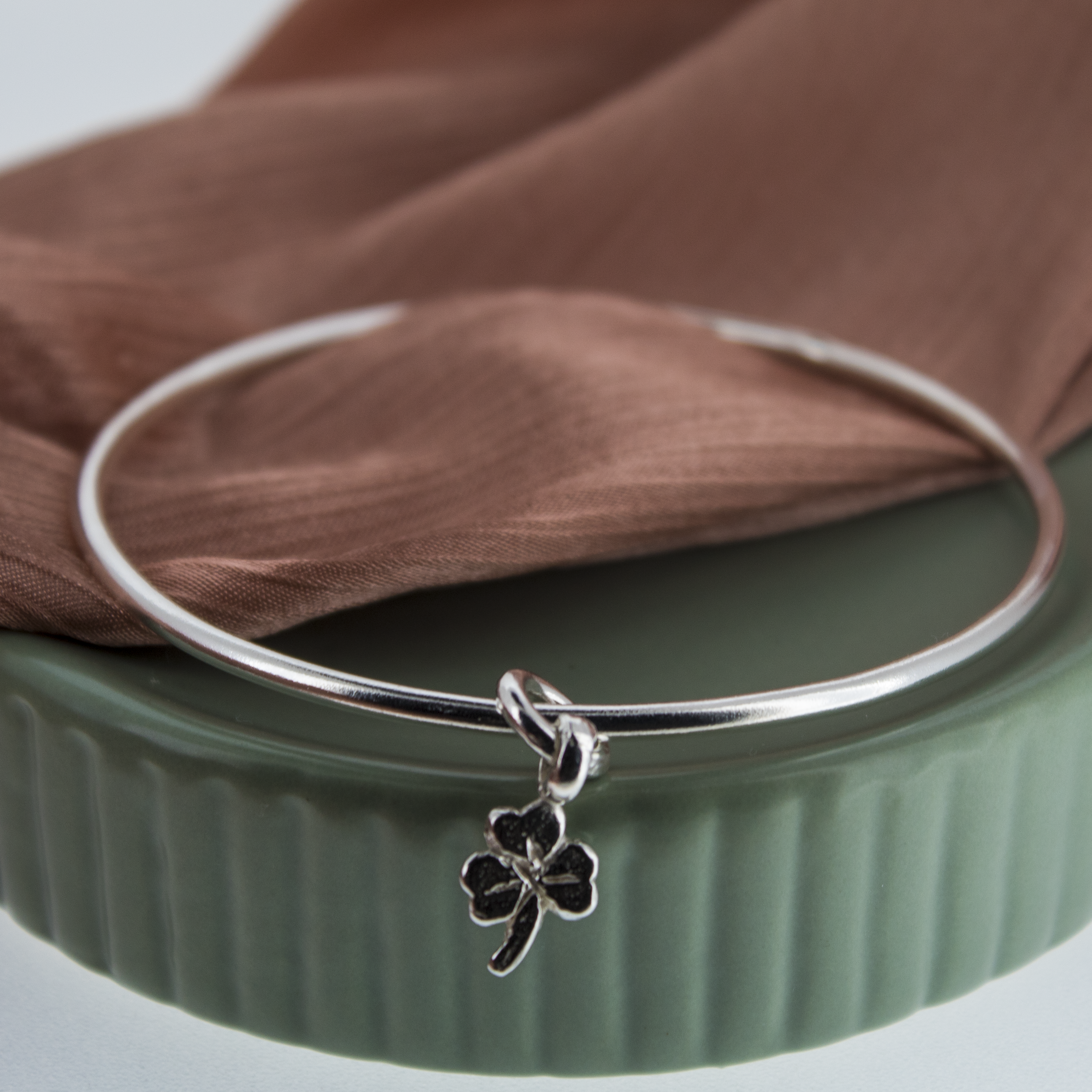 Lucky Clover Charm Bangle