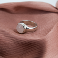 Rose Quartz Moon Ring Signet