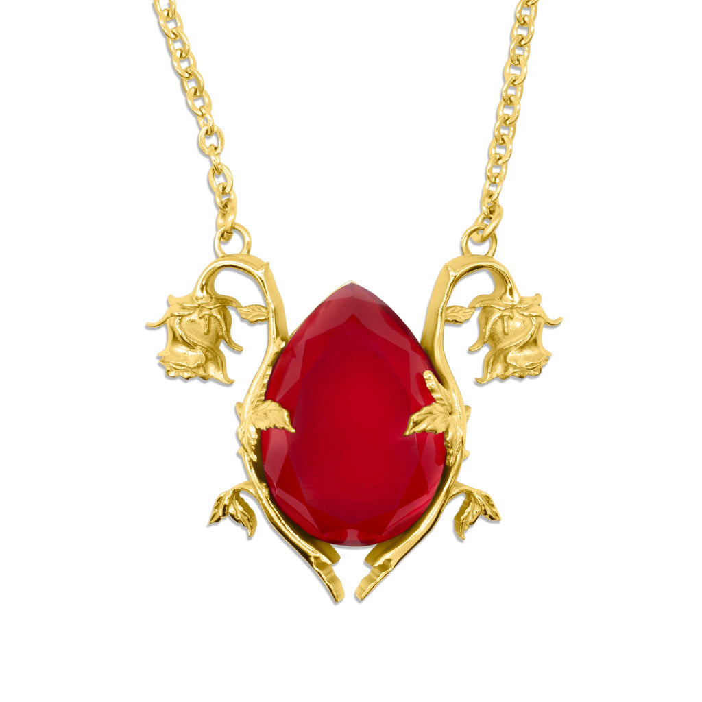 Gold Cursed Bloom Rose Gemstone Necklace