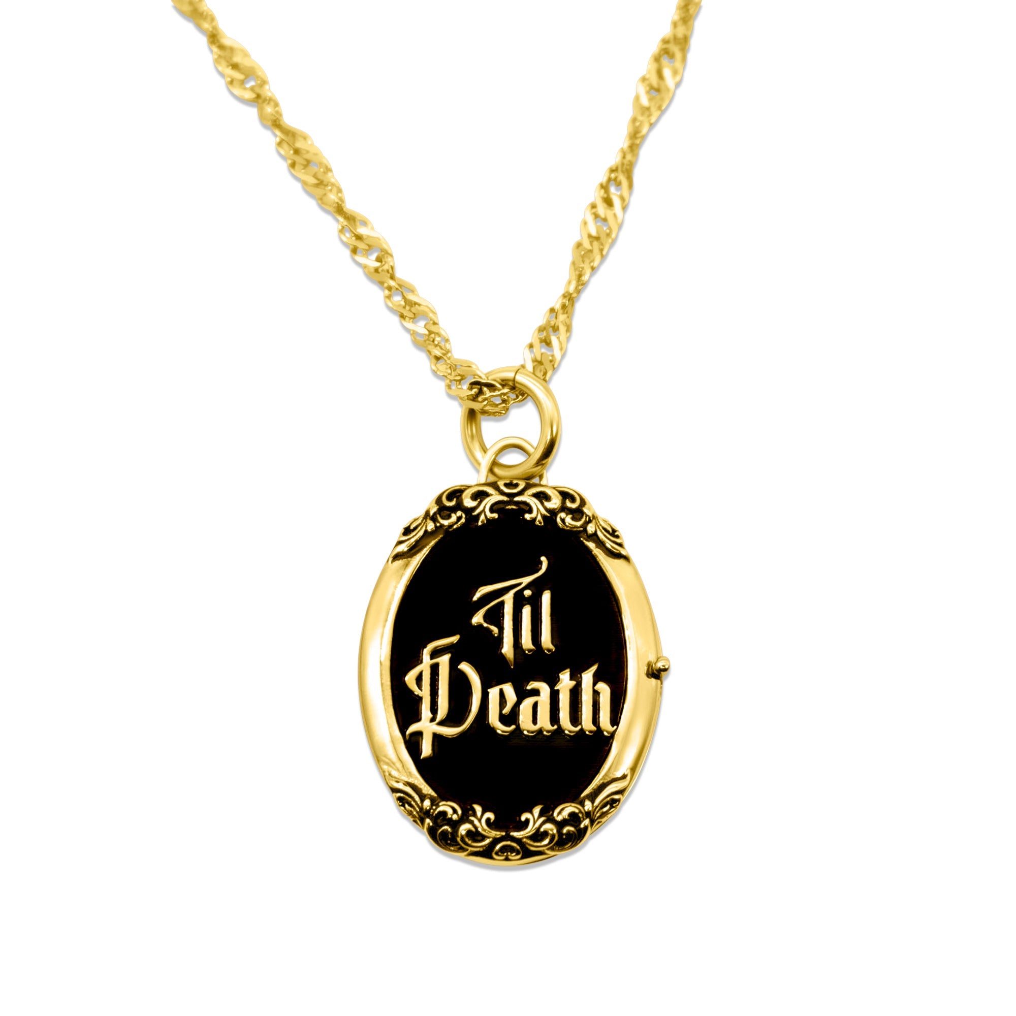 Gold Til Death Locket Necklace