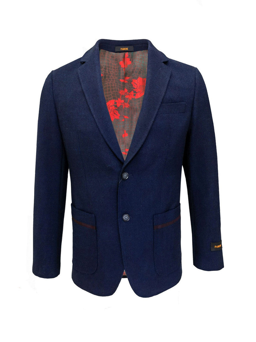 Blazer de tweed entallado azul marino