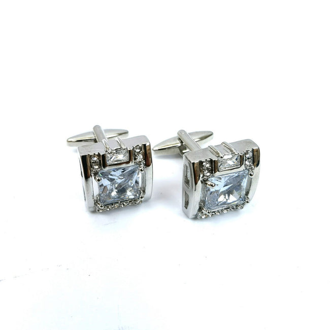 Silver Square Gemstone Cufflinks