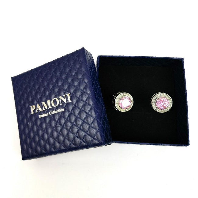 Round Pink Gemstone Cufflinks