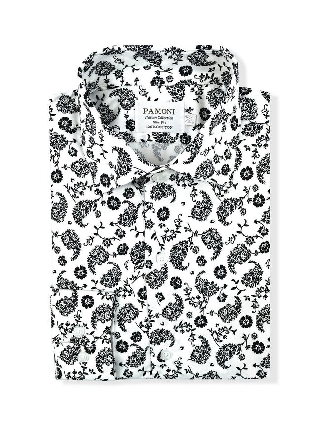 White Floral Slim Fit Shirt