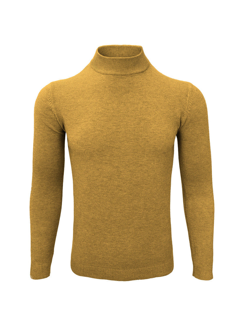 Mustard High Neck Slim Fit Jumper