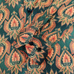 Men's Slim Fit Green Orange Patterned Shirt
