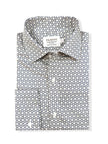 Black and White Geometric Print Slim Fit Double Cuff Shirt