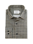Men’s Beige & Navy Geometric Print Slim Fit Shirt – 100% Cotton