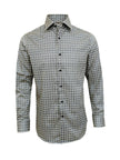 Men’s Beige & Navy Geometric Print Slim Fit Shirt – 100% Cotton
