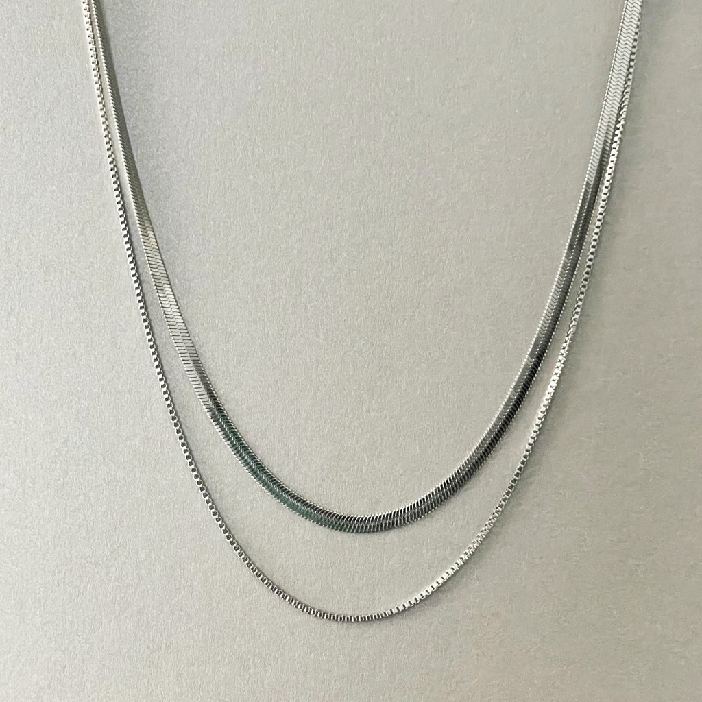 Milan Luxe Silver Plated Double Layer Chain