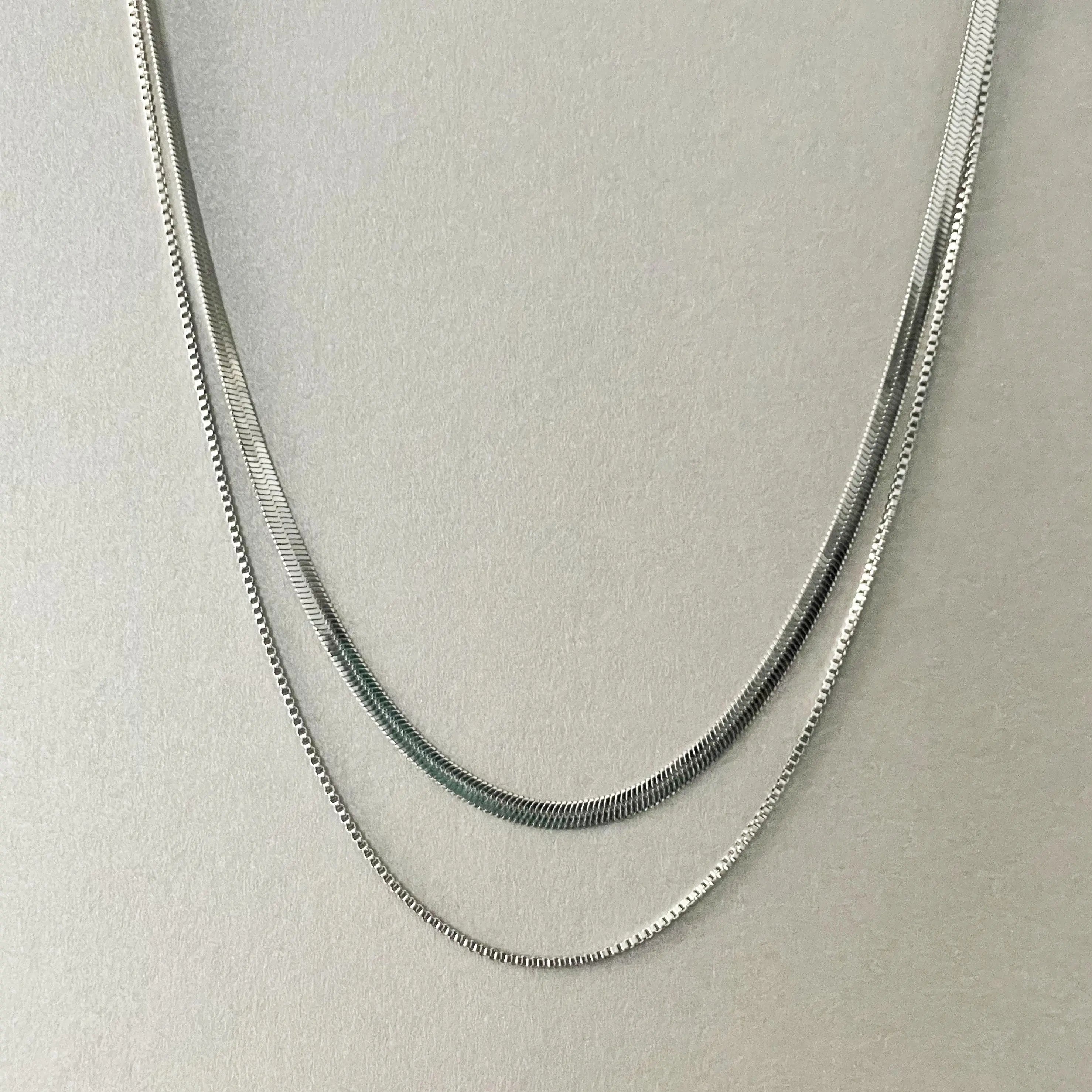 Milan Luxe Silver Plated Double Layer Chain
