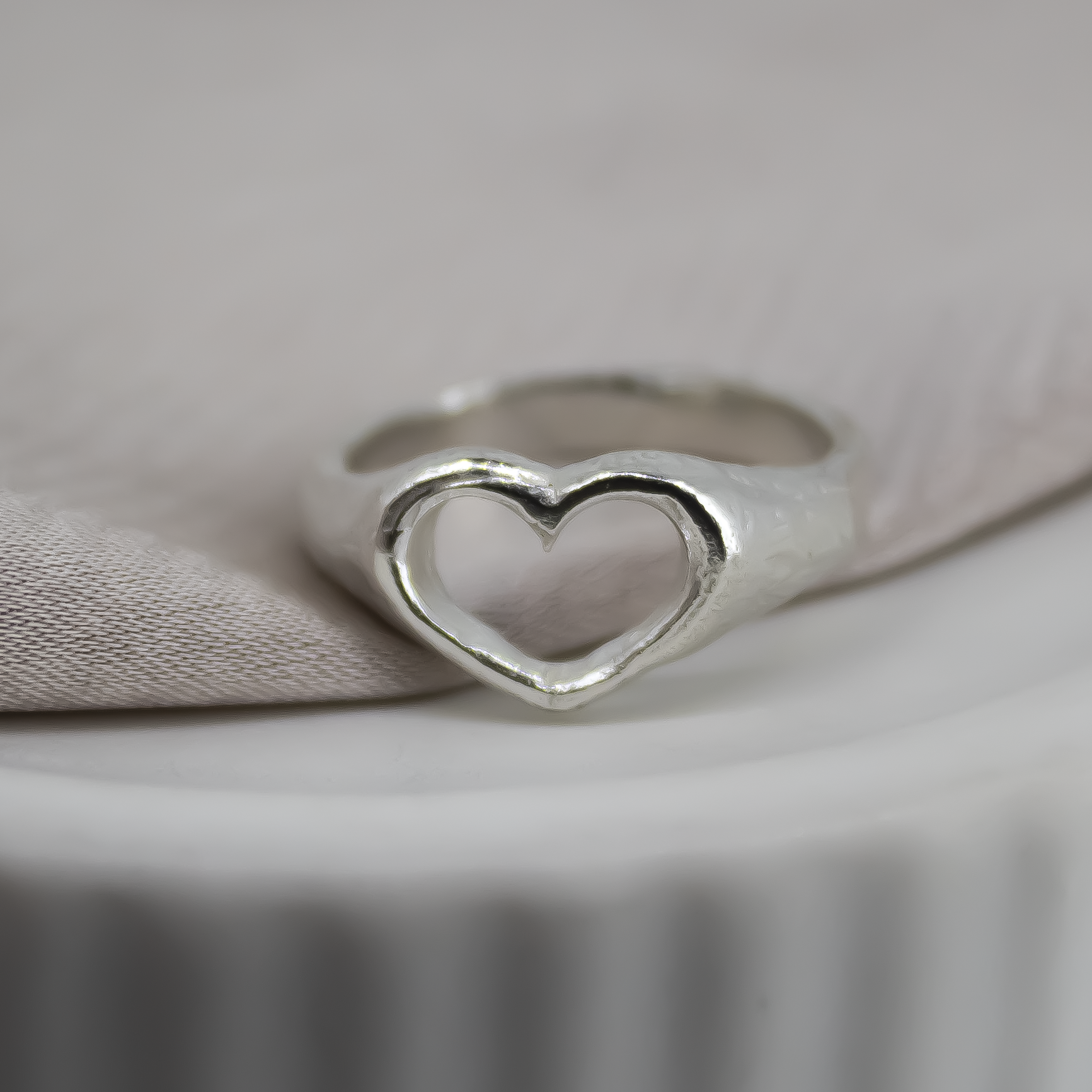 Open Heart Signet Ring