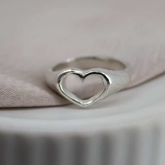Open Heart Signet Ring