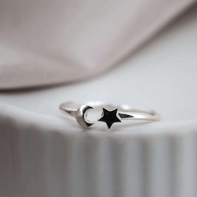 Moon and Star Ring