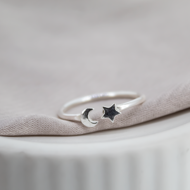 Moon and Star Ring