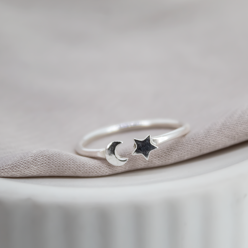 Moon and Star Ring