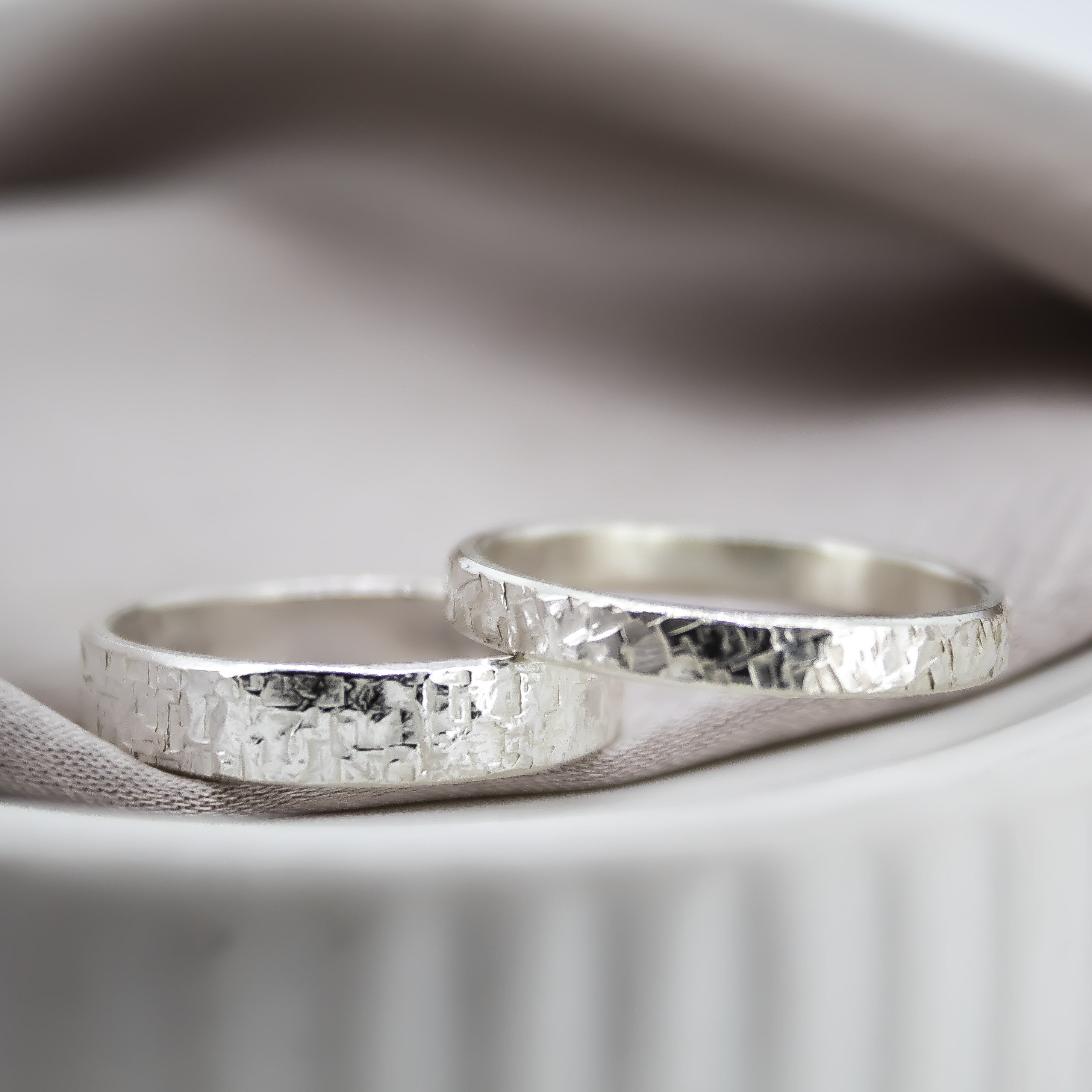 Organic Texture Band Rings