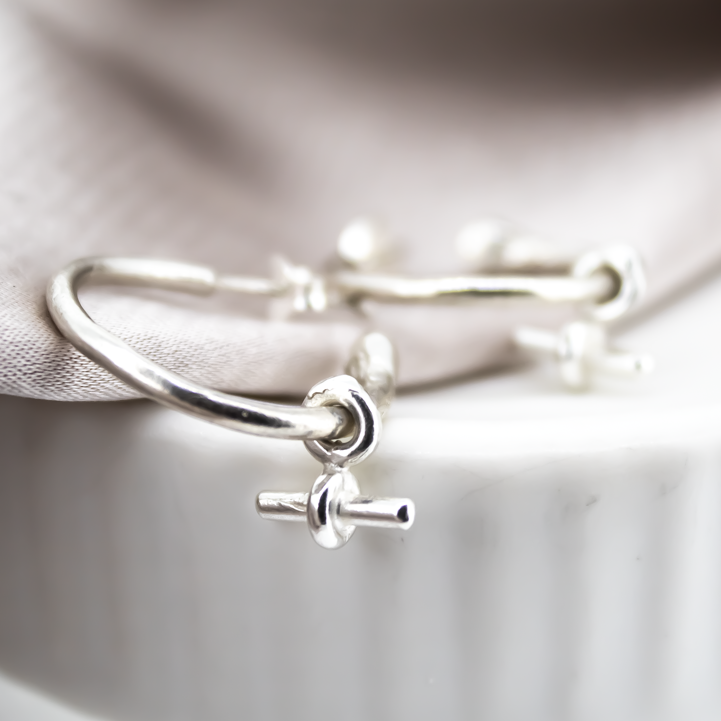 T Bar Charm Hoops
