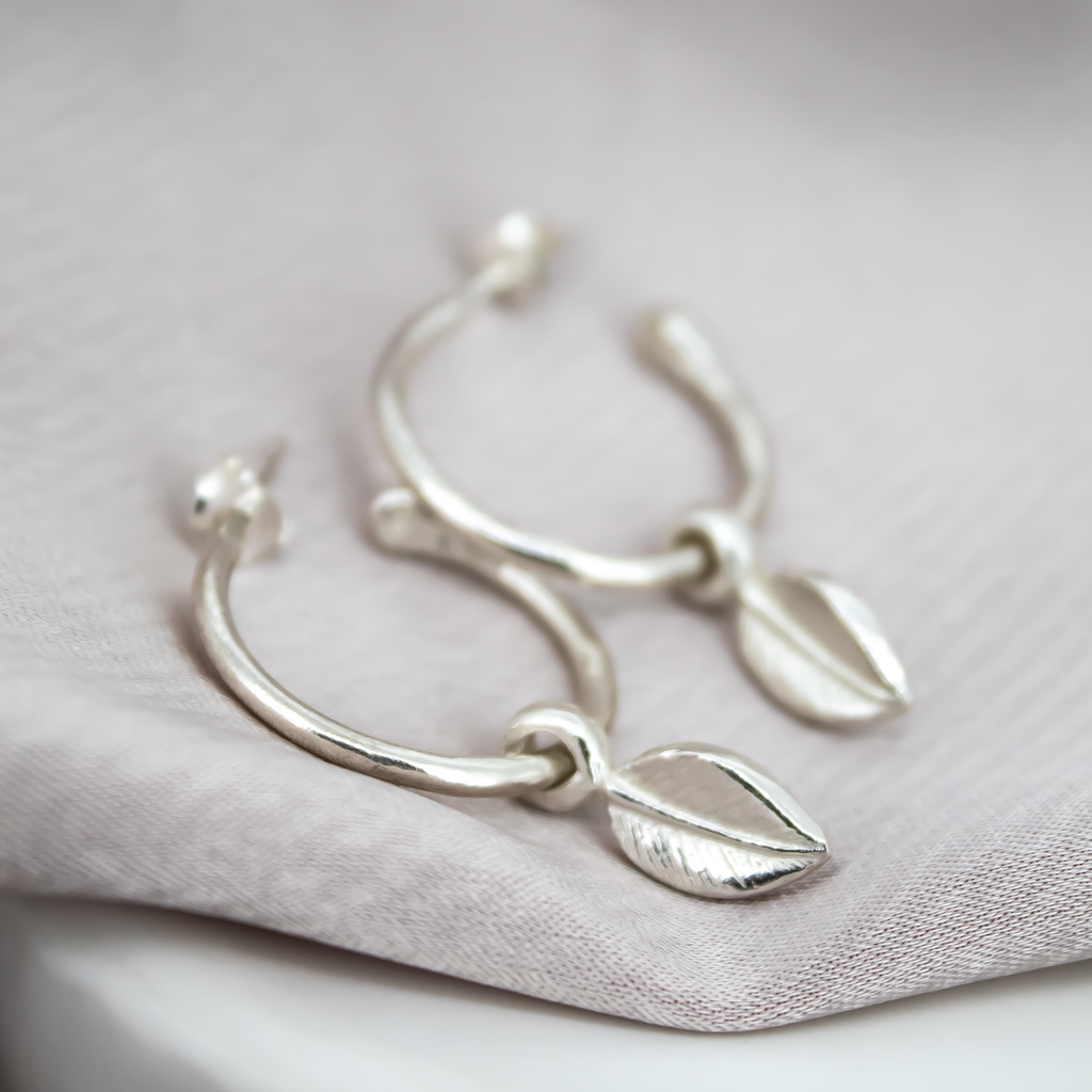 Leaf Charm Hoops