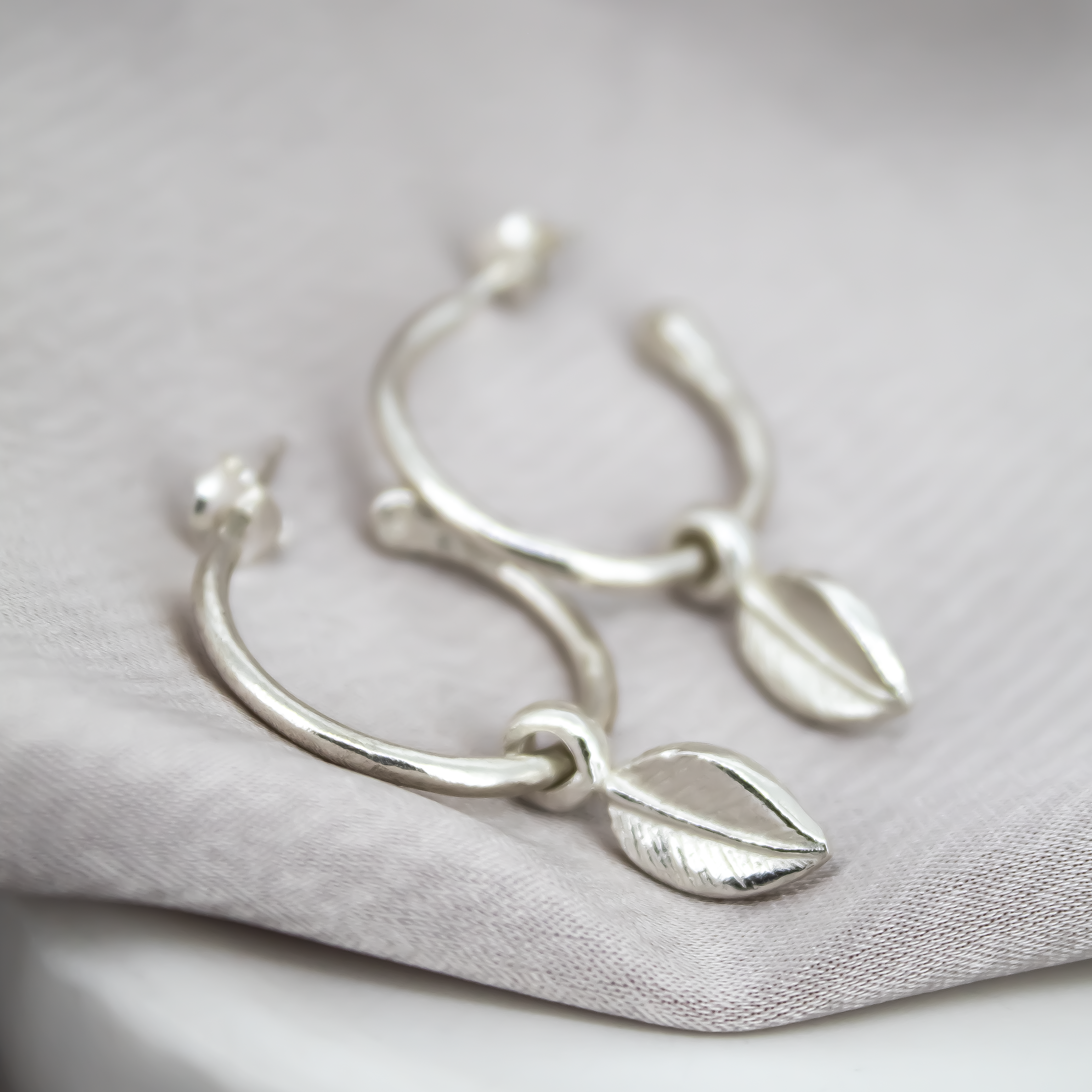 Leaf Charm Hoops