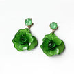 Juniper Statement Green Rose Earrings