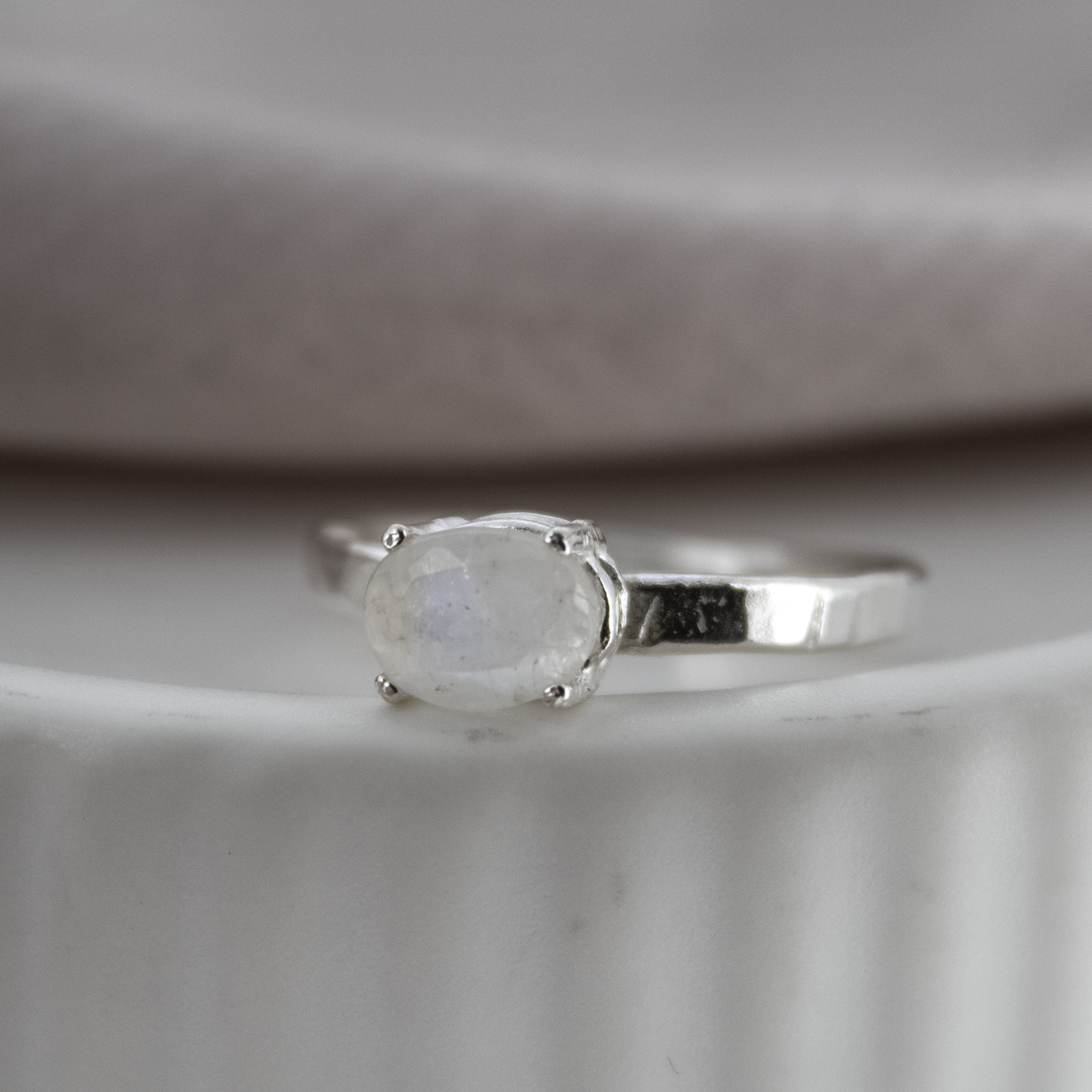 Baby Rainbow Moonstone Treasure Ring