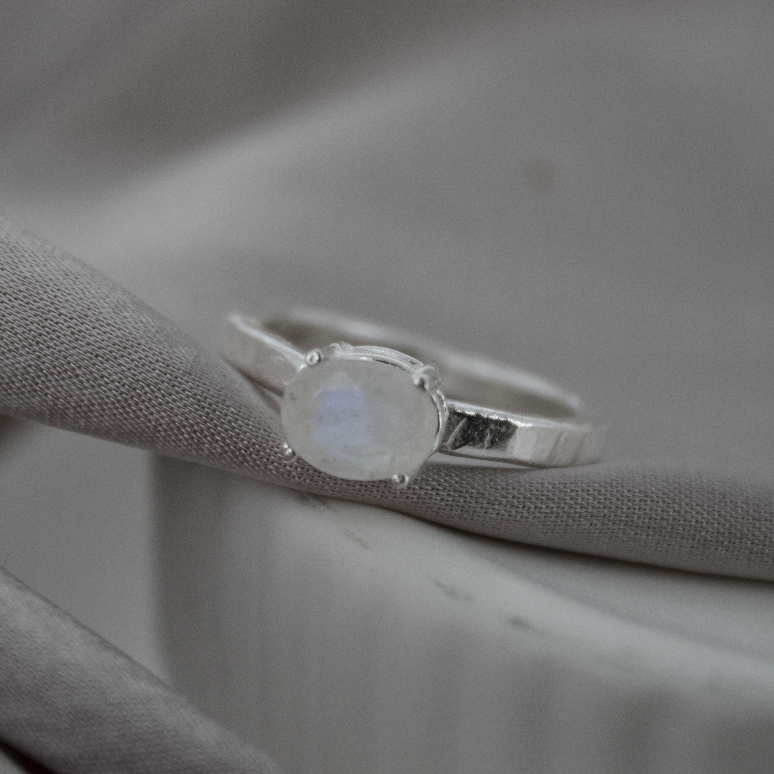 Baby Rainbow Moonstone Treasure Ring