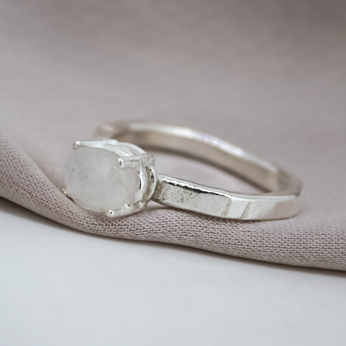 Baby Rainbow Moonstone Treasure Ring