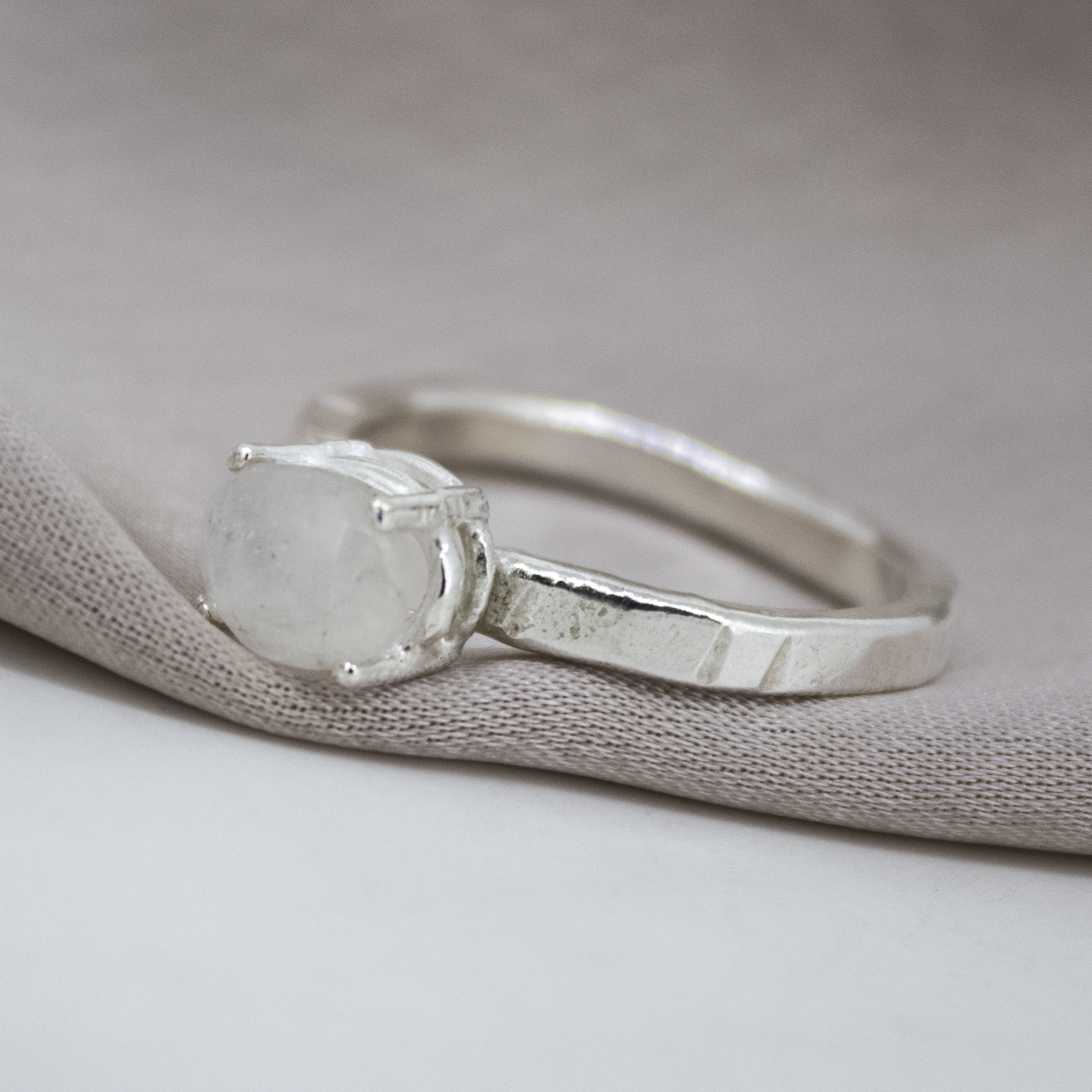 Baby Rainbow Moonstone Treasure Ring