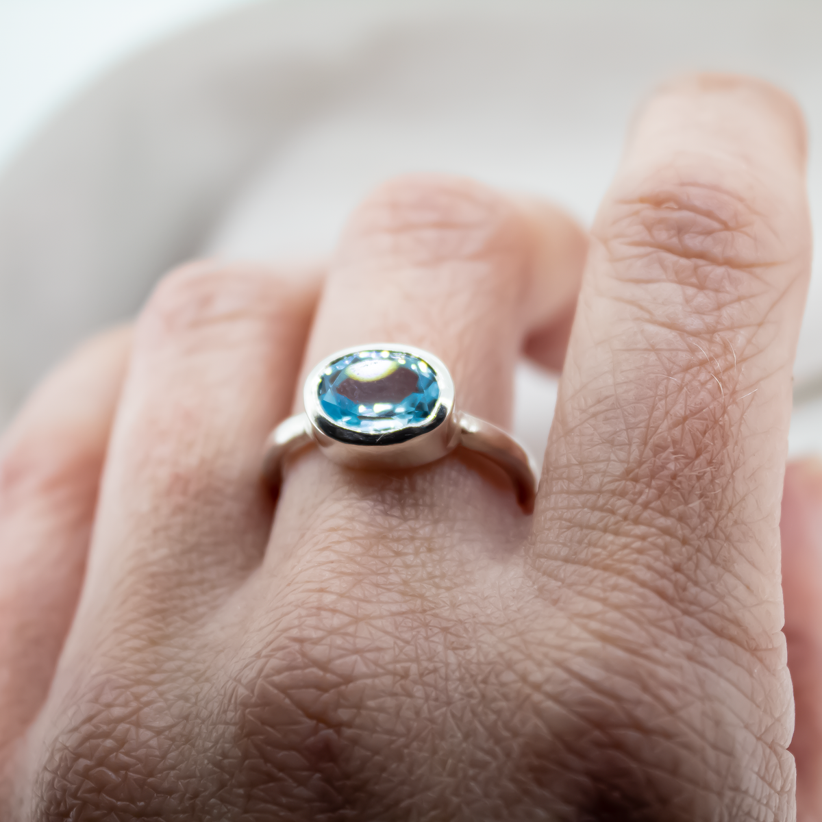 Silver Topaz Oval Ring