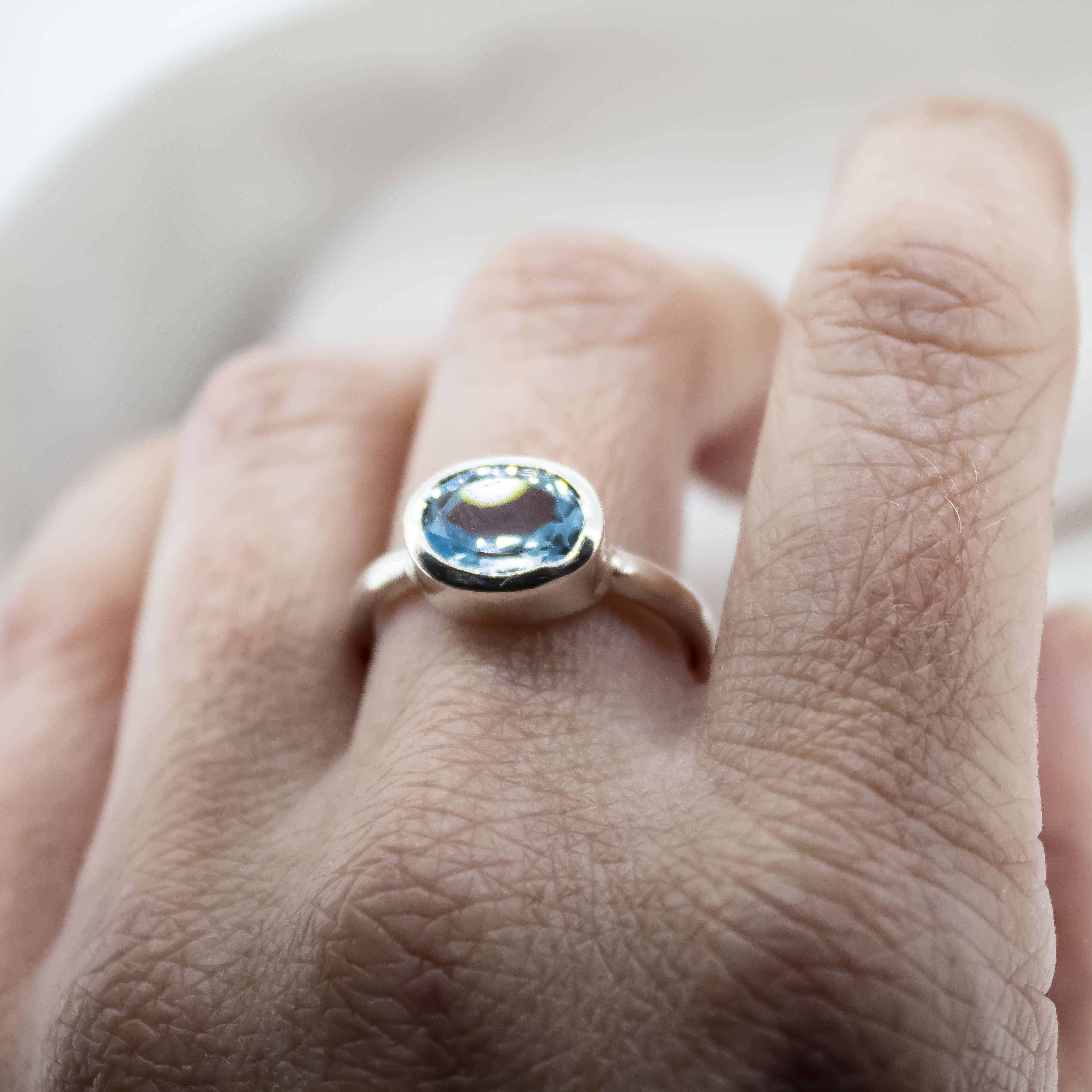 Silver Topaz Oval Ring