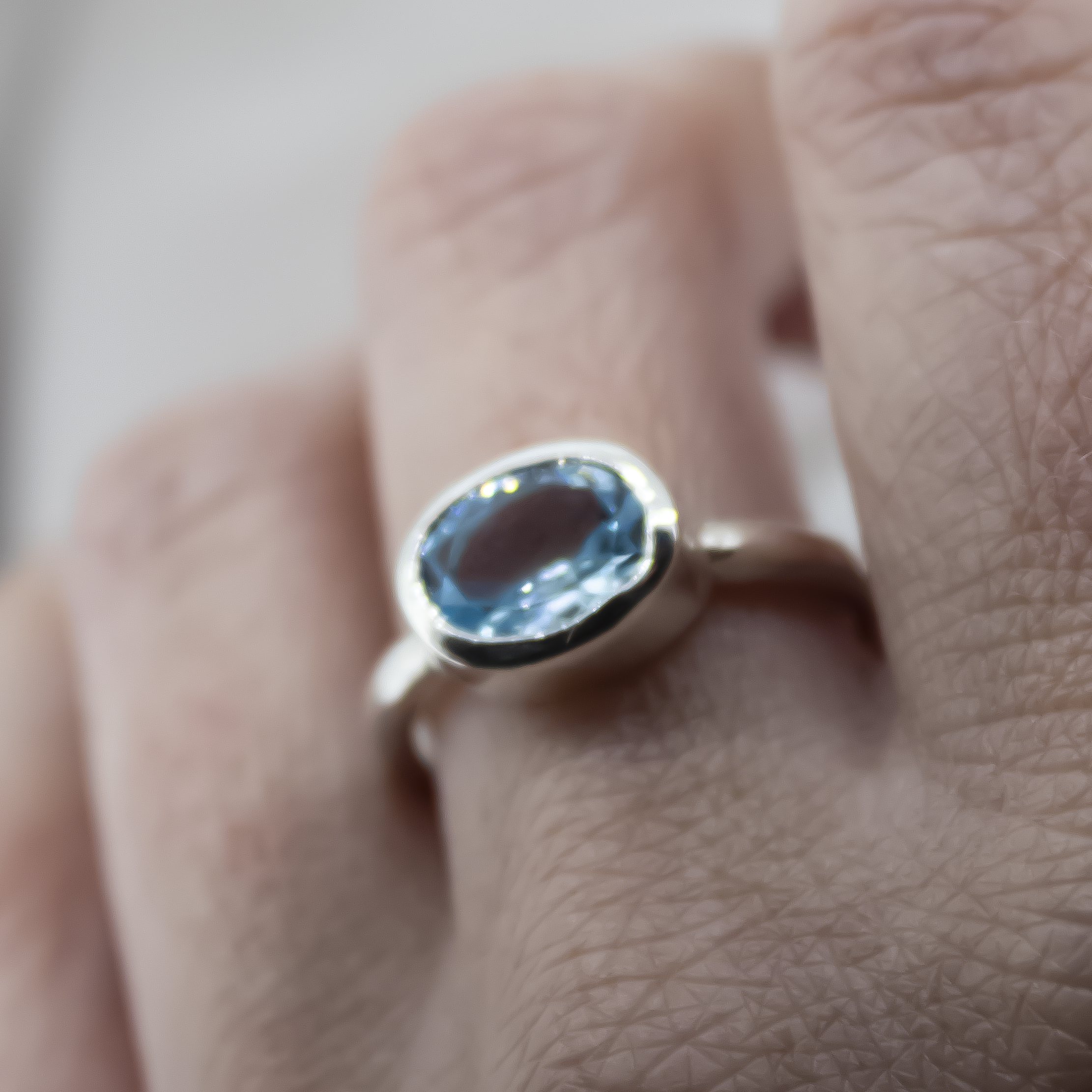 Silver Topaz Oval Ring