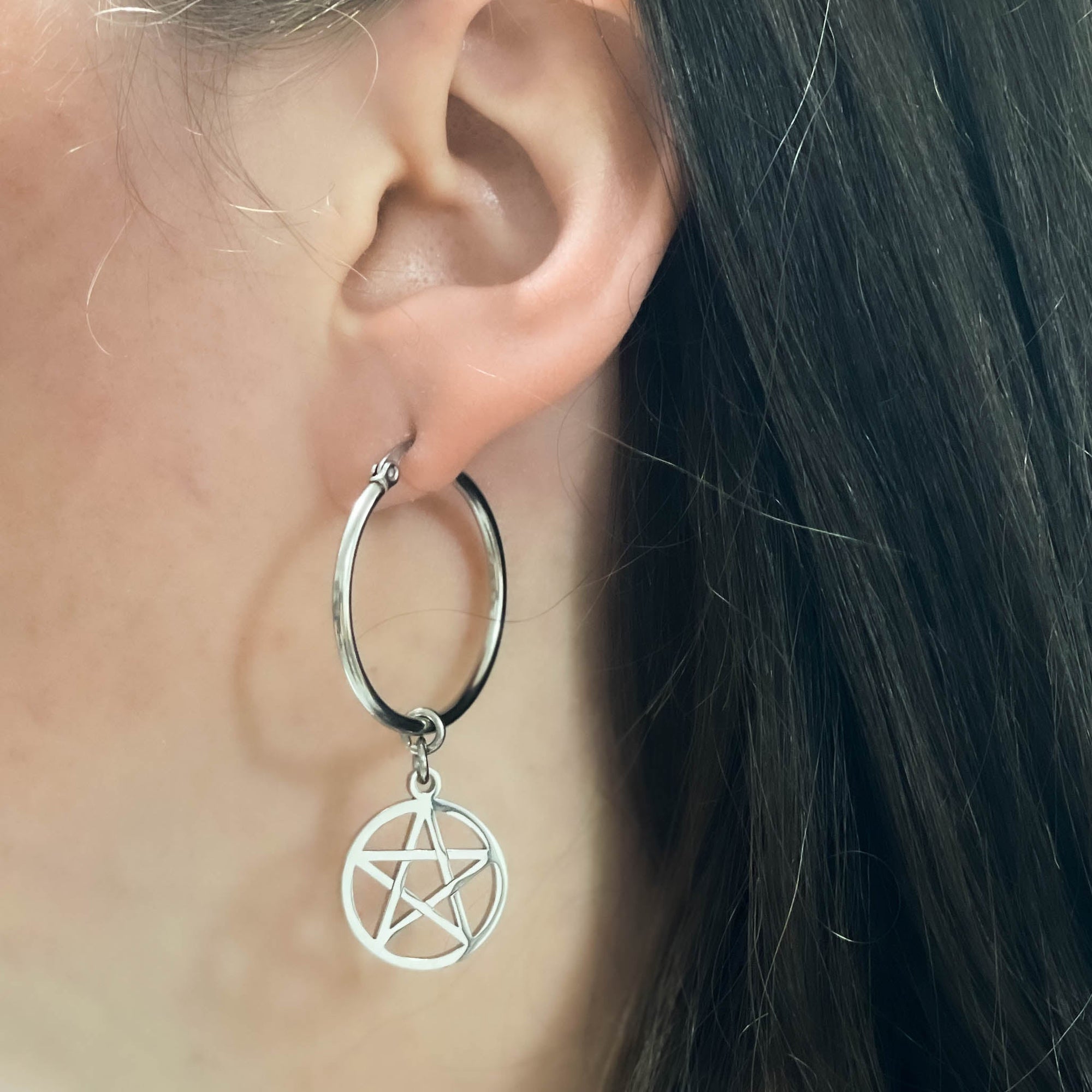 Pentacle Hoop Earrings