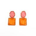 Sienna Bold Pink and Orange Drop Statement Earrings
