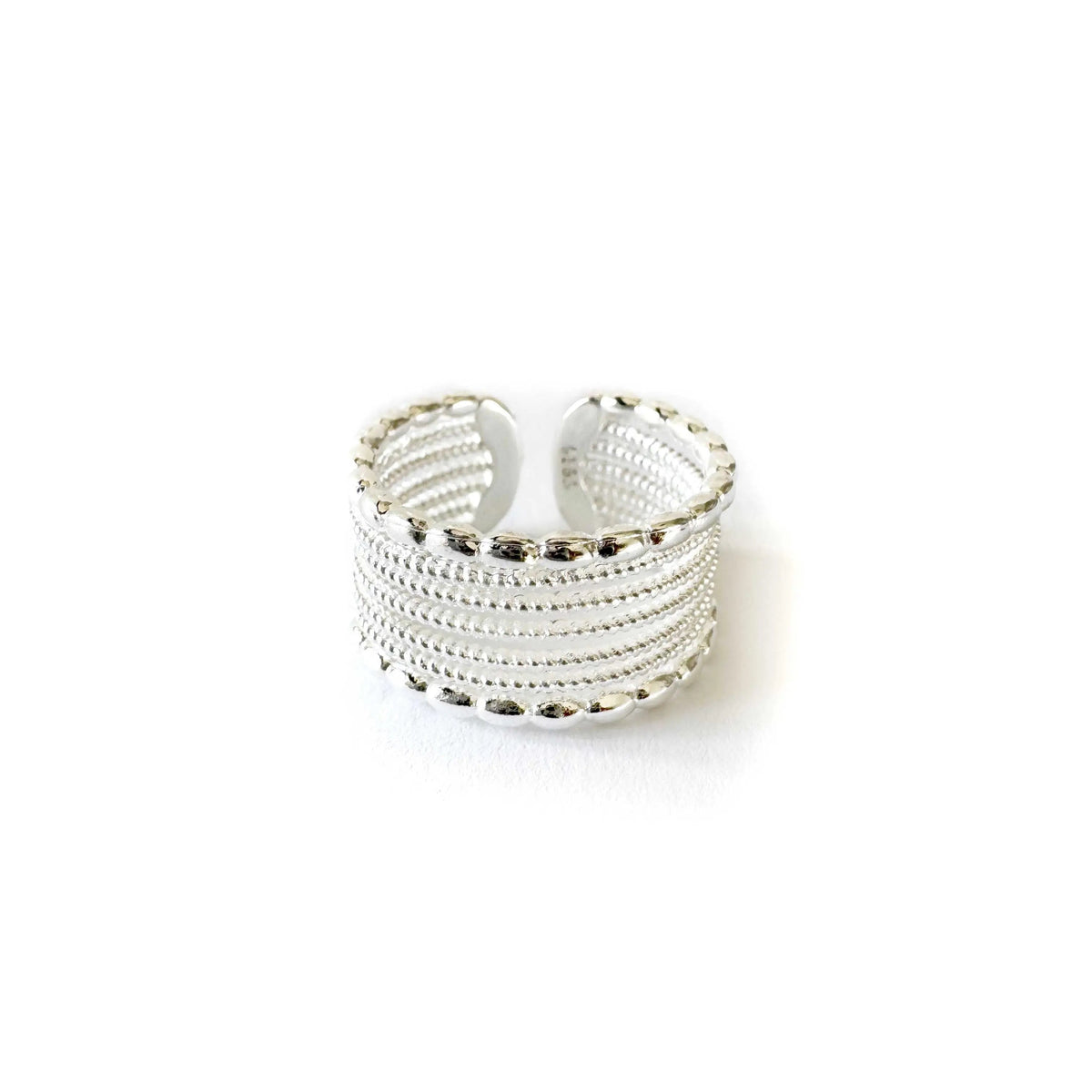Saafi Silver Contemporary Wide Band Statement Ring