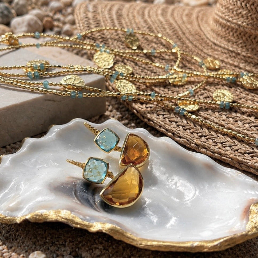 Cleo Long Coin Wrap Necklace: Apatite