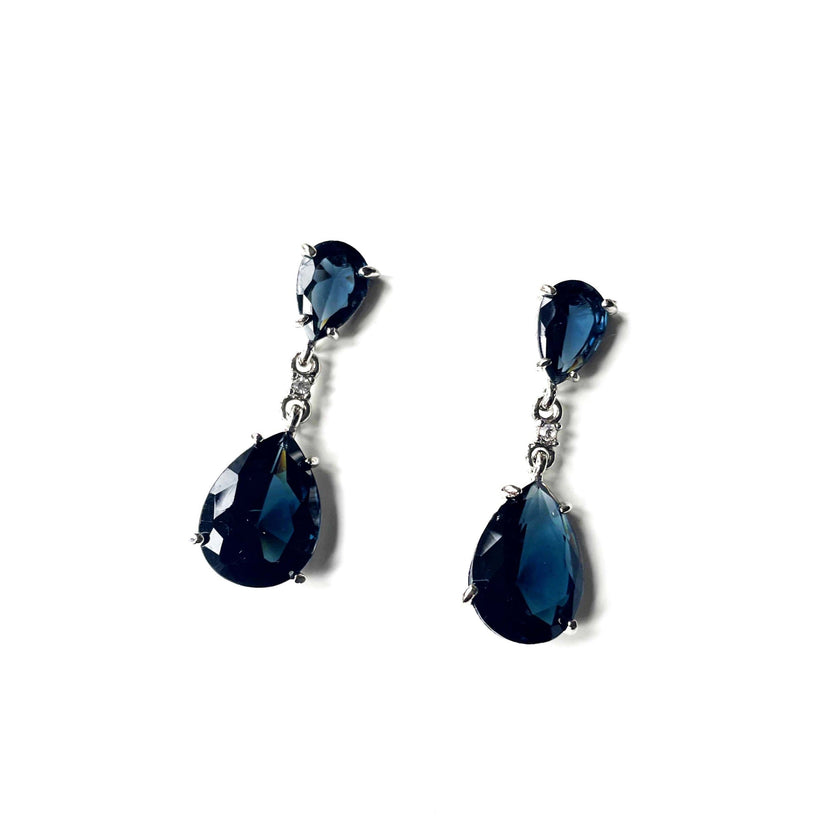 Evelyn Navy Faceted Jewel Earrings
