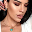 Collar Corazón Barra T de Turquesa con Baño de Oro de 18k Sanora Luxe