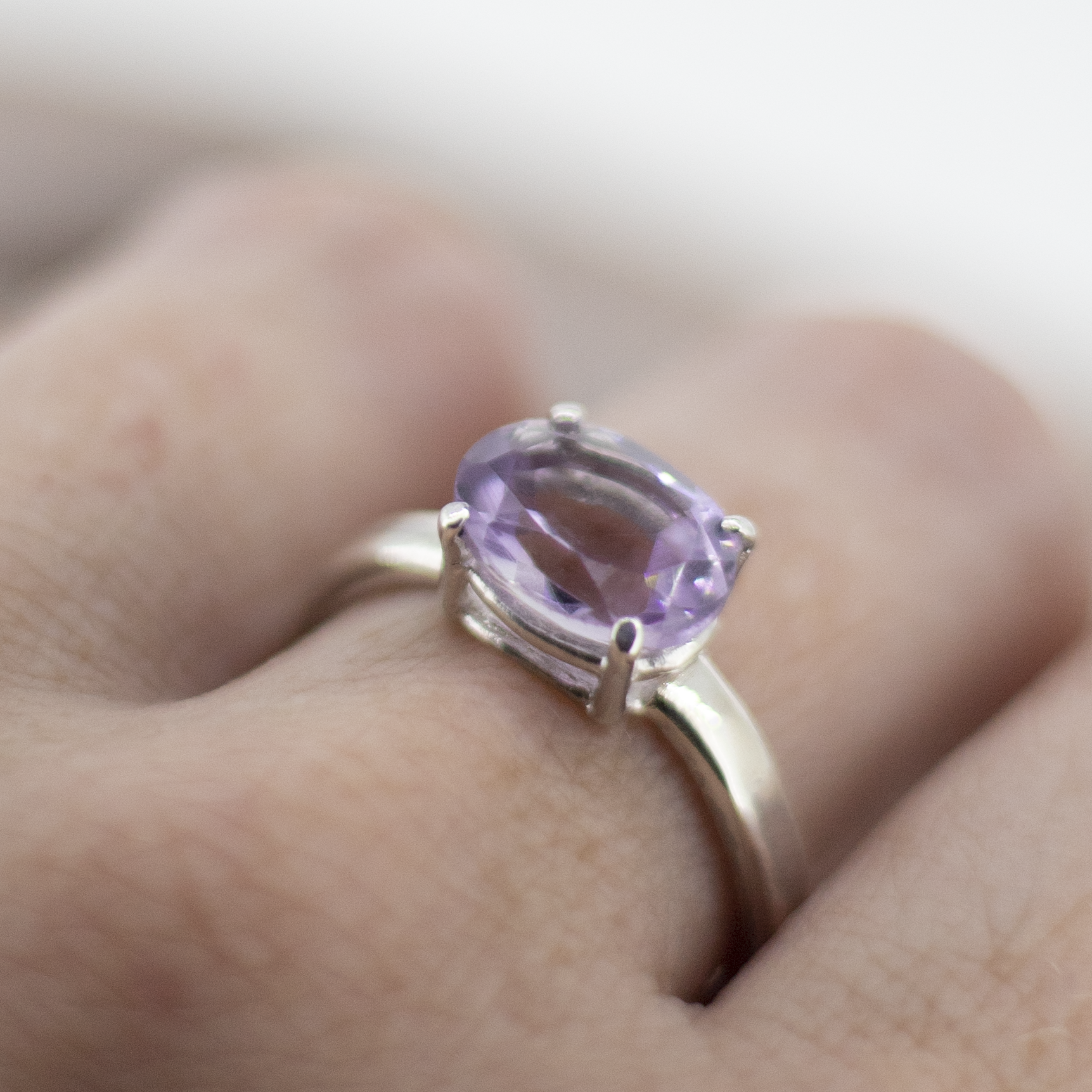 Pink Amethyst oval treasure ring