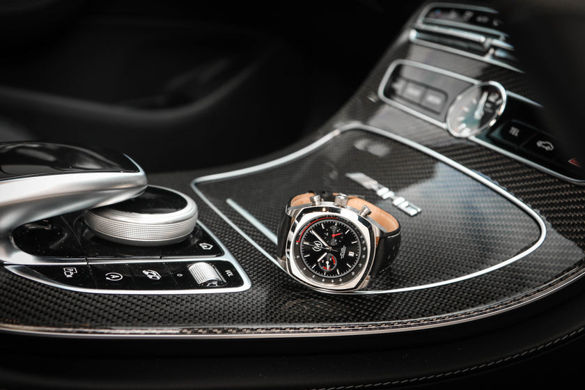 Black Leather Rally Watch Strap