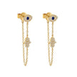 Indrina Jewelled Evil Eye Charm Chain Loop Earrings