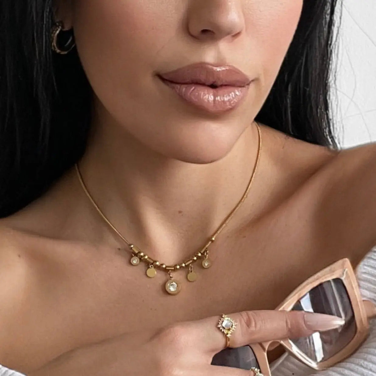 Seraphina Luxe 18k vergoldete Charm-Halskette
