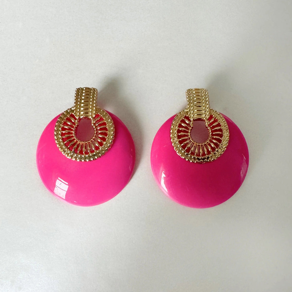 Pendientes Lulu de Disco Grande Rosa