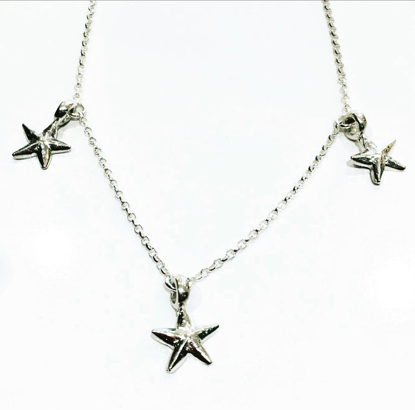 3 Seestern-Charm-Halskette