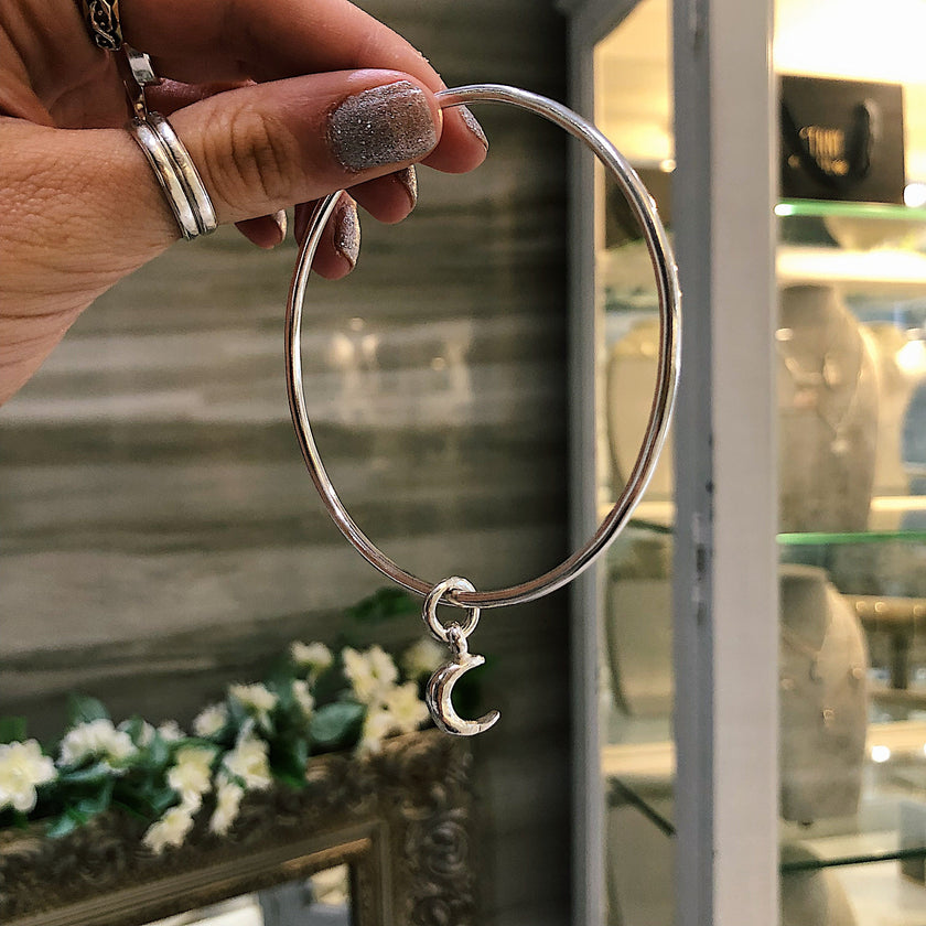 Crescent Moon Charm Bangle