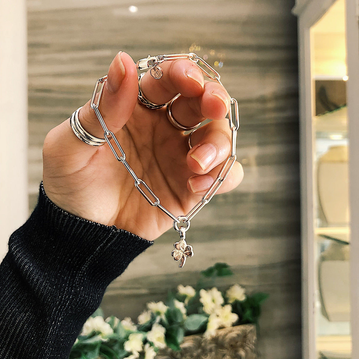 Pulsera de cadena trébol de la suerte