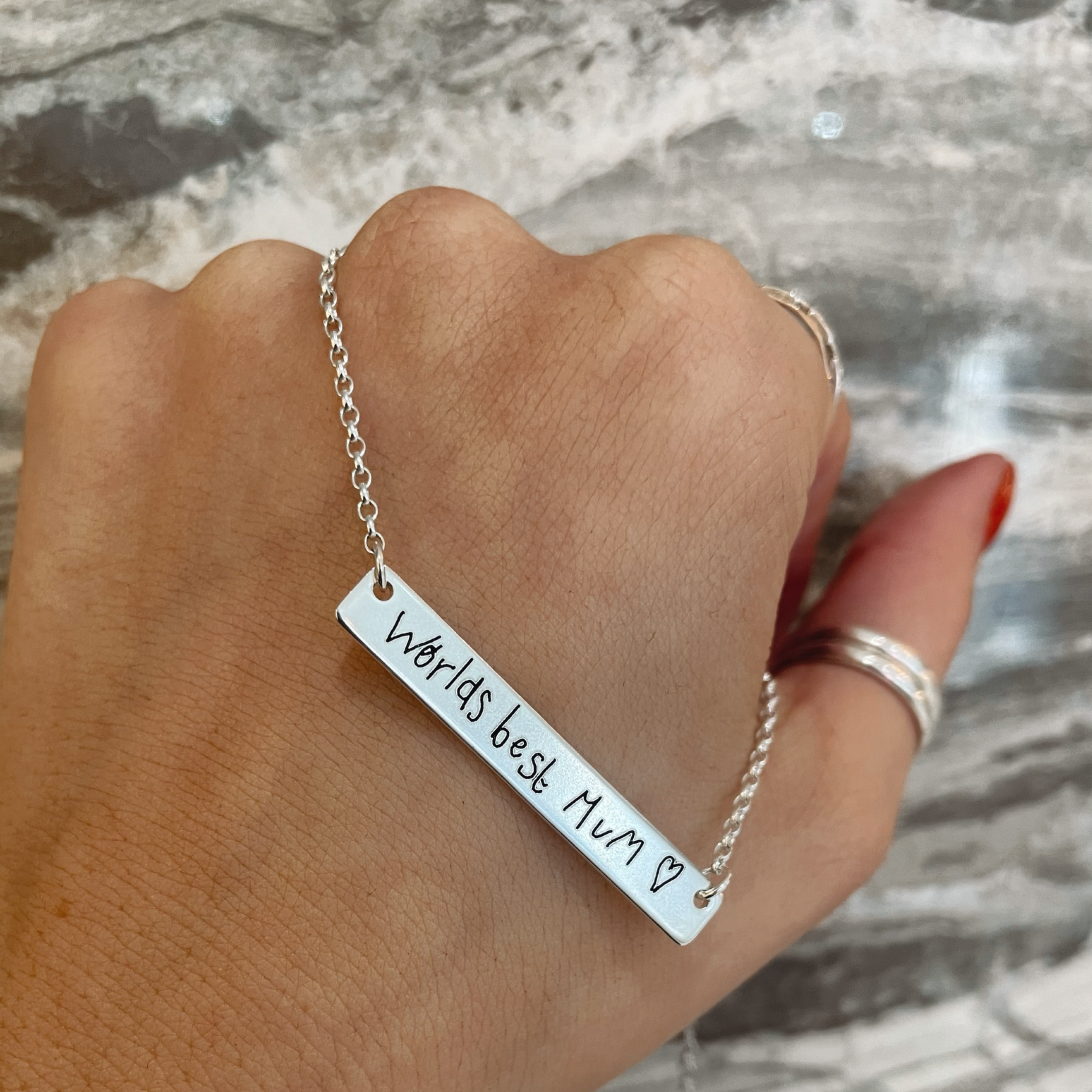 Handwriting Bar Necklace