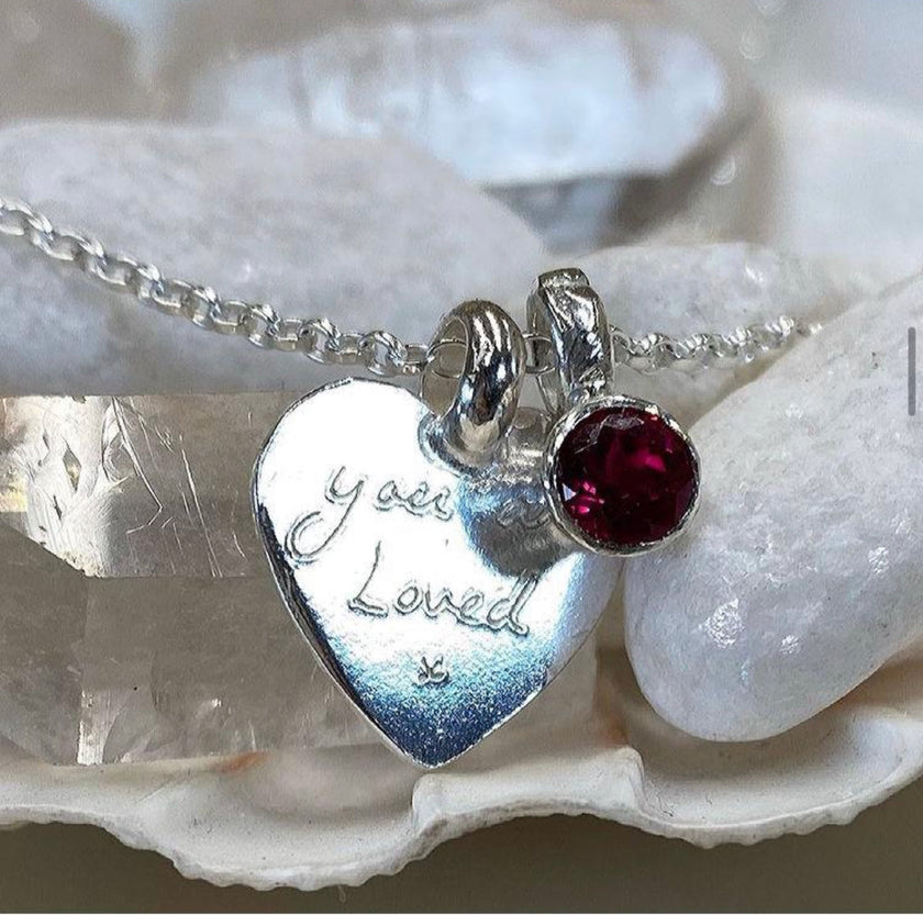 Personalised Heart with Ruby Necklace