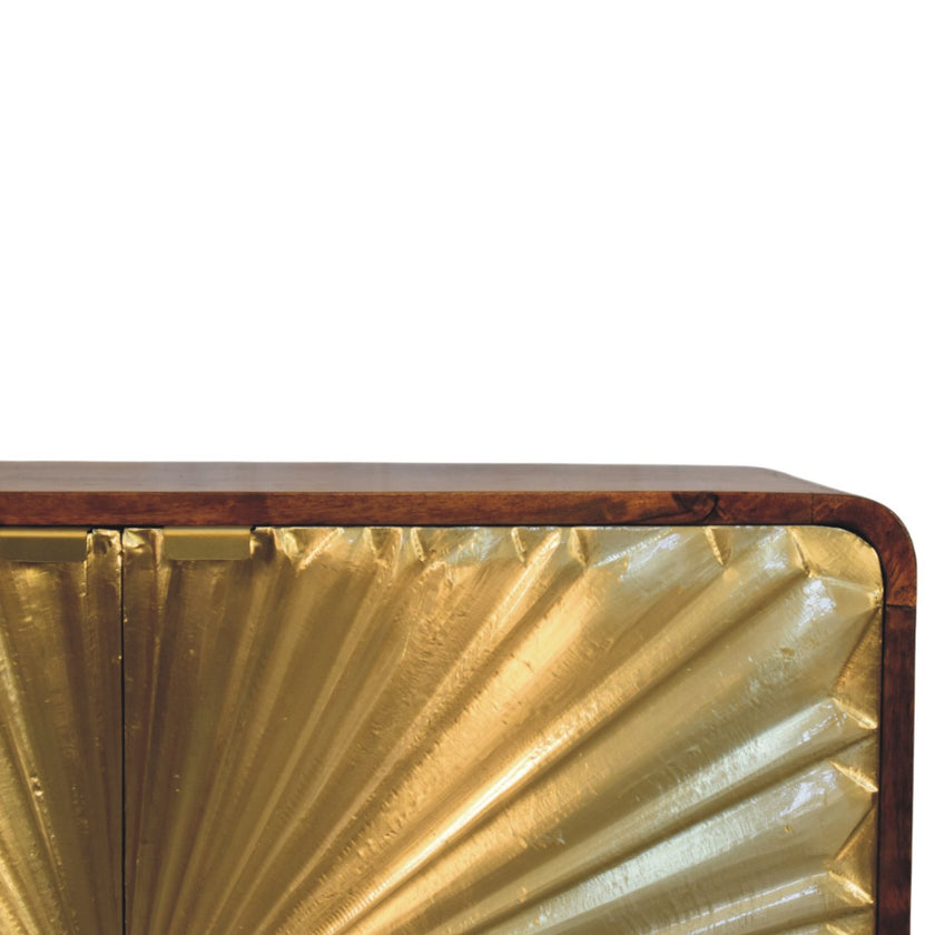 Avora Brass Embossed 2 Door Chestnut Cabinet