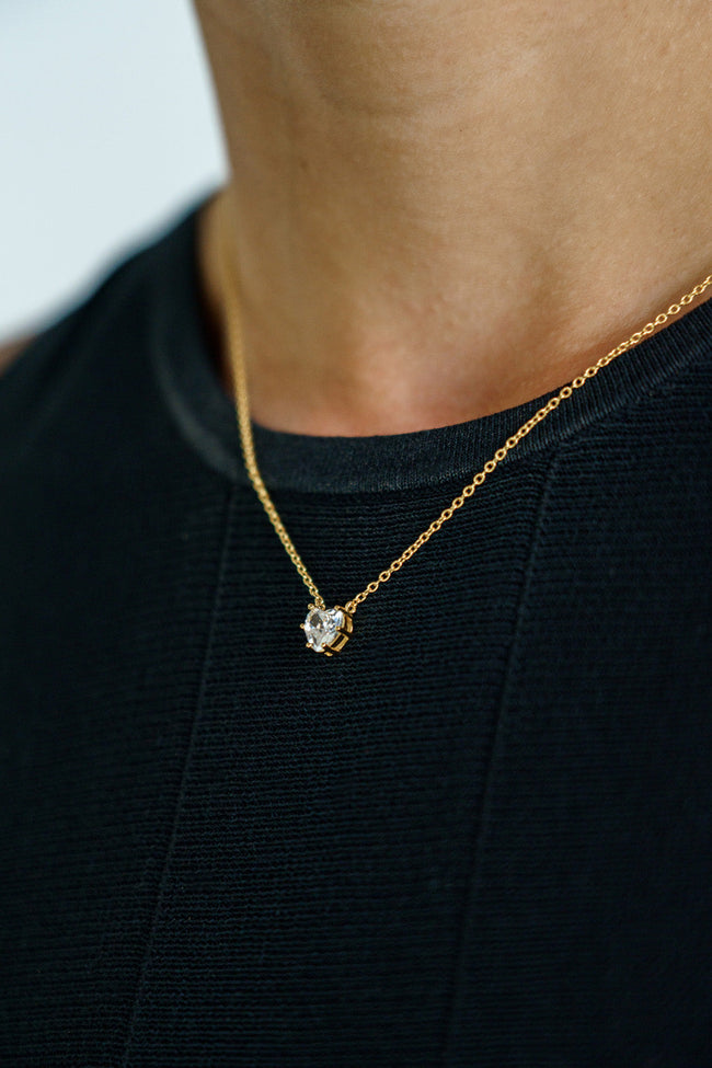 GEORGINI MIDNIGHT VELVET BABY HEART NECKLACE GOLD